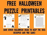 Free Halloween Puzzle Printables   (And other Halloween ideas to keep the kids occupied and you sane)