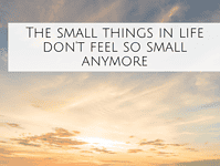 The small things in life don't feel so small anymore