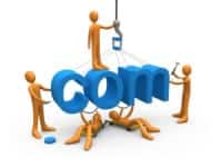 Metaphor of a dot com website being constructed .