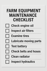 A farm equipment maintenance checklist