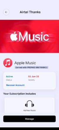 airtel apple music offer