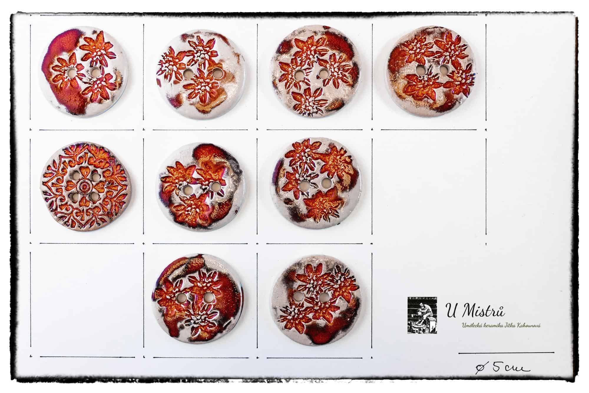 Keramické knoflíky - vzor květin