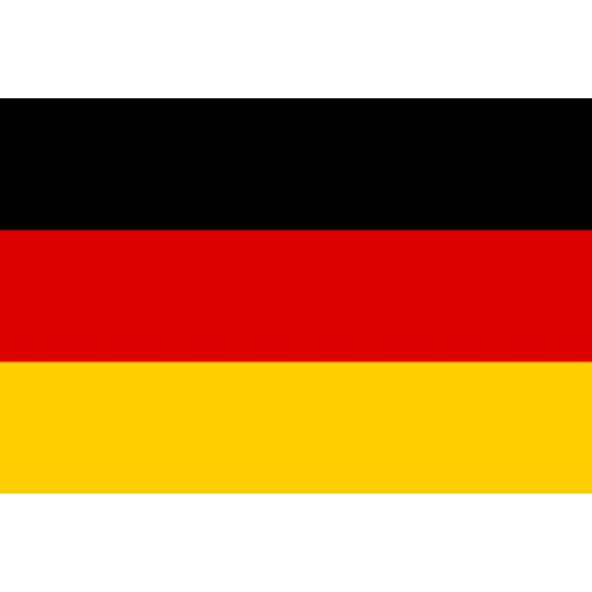 Horizontale dreifarbige Flagge mit schwarzen, roten und goldenen Streifen von oben nach unten.