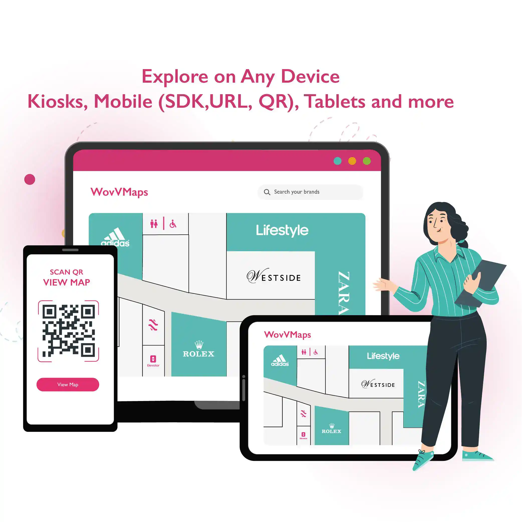 Indoor navigation app with kiosk