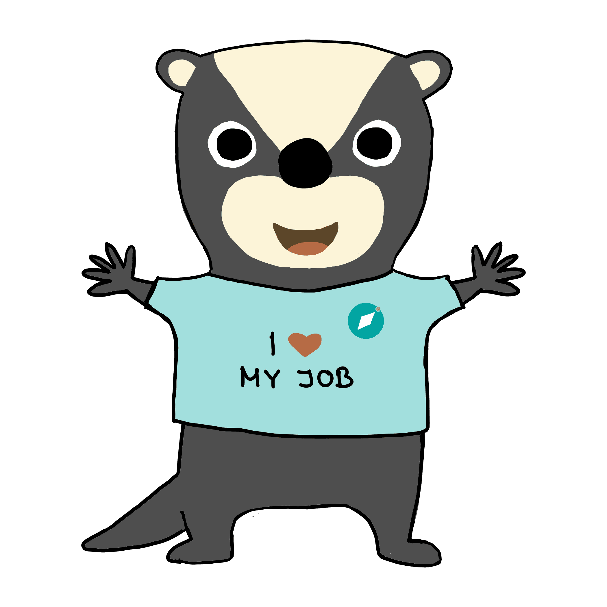 Dachs mit I love my job T-shirt