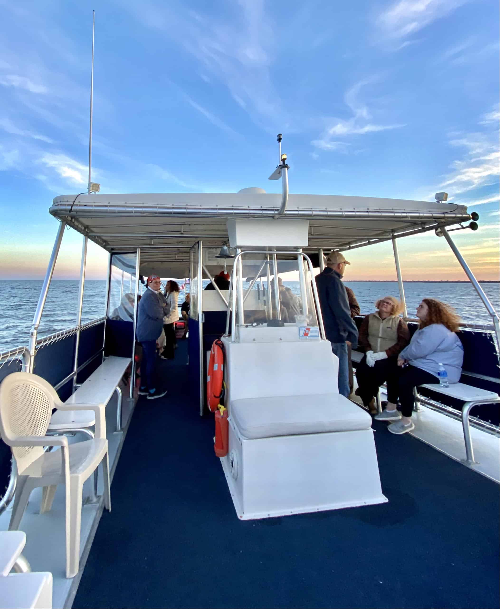 Large group of people enjoying the boat ride. Party boat rental Charleston, SC