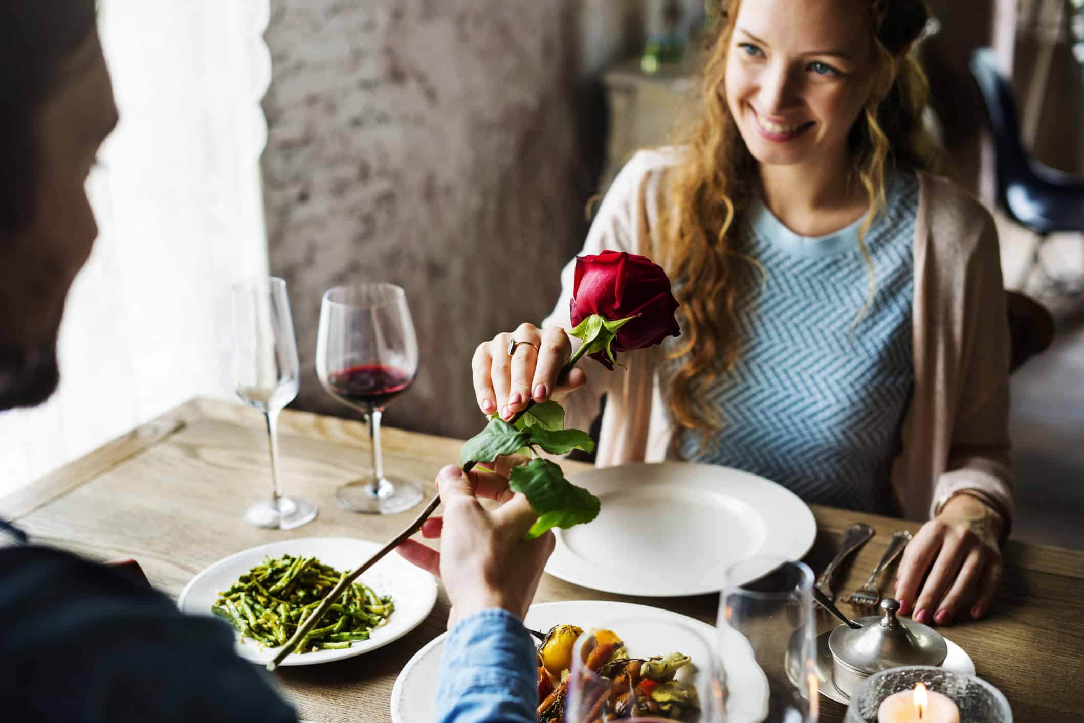 Couple having a romantic dinner.