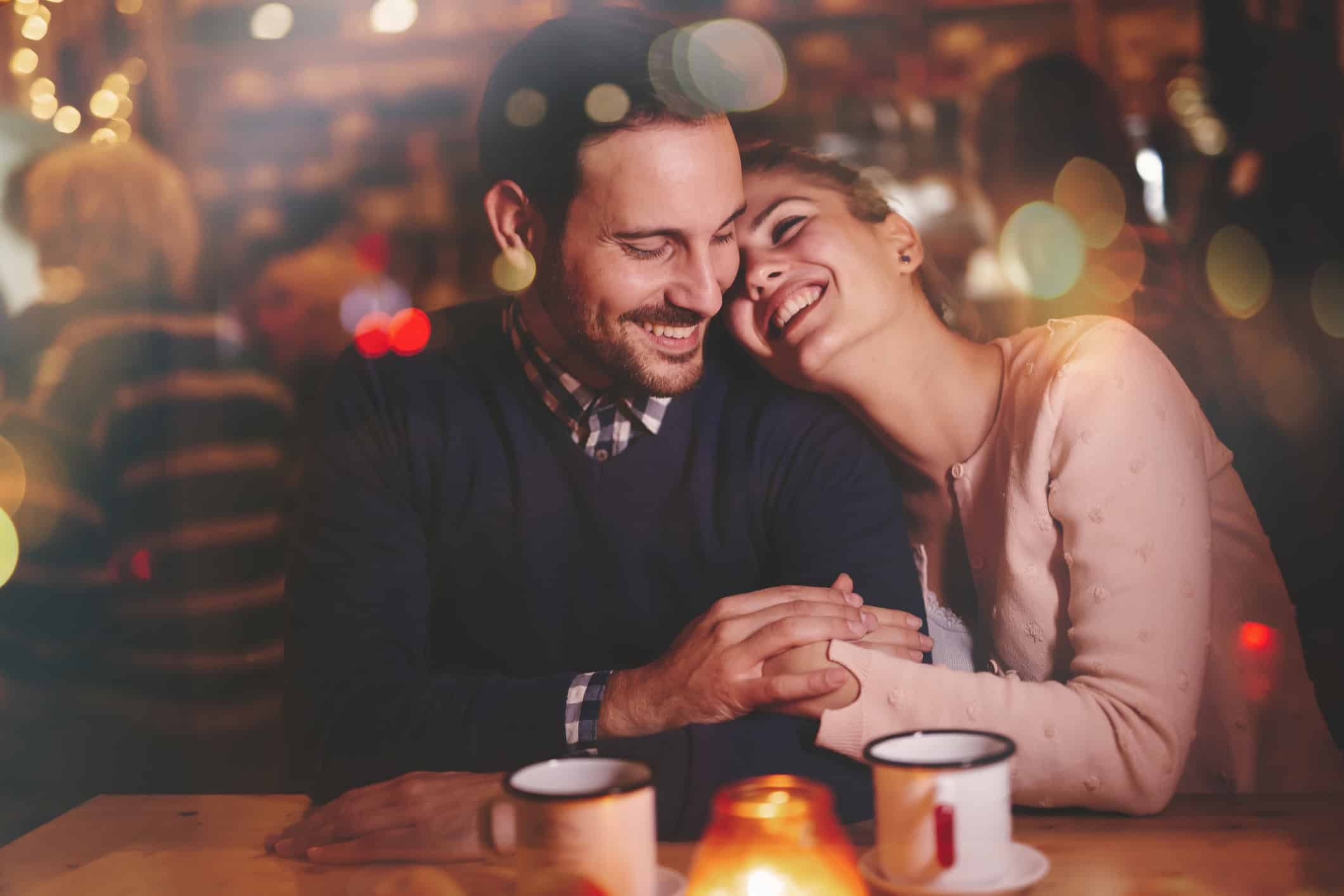 Happy couple in a committed relationship, on a date.