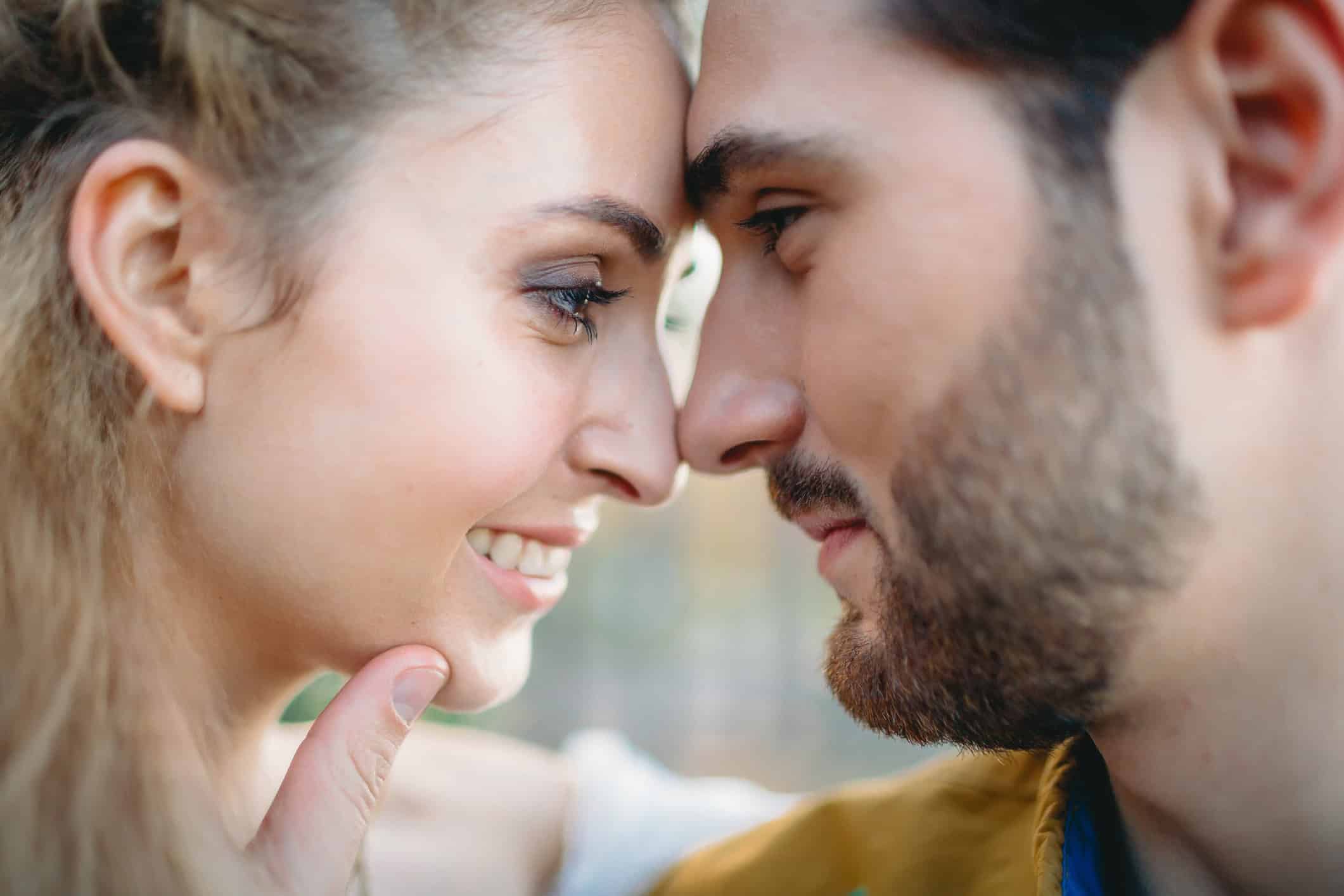 True love looks like this couple staring into each other's eyes.