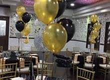 Balloon Bouquet # 61, Gold-and-Black-Balloon-Bouquet