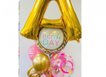 Balloon Bouquet # 6, Letter-Balloon-With-Mix-of-Bubble-Chrome-Supershape-Balloon