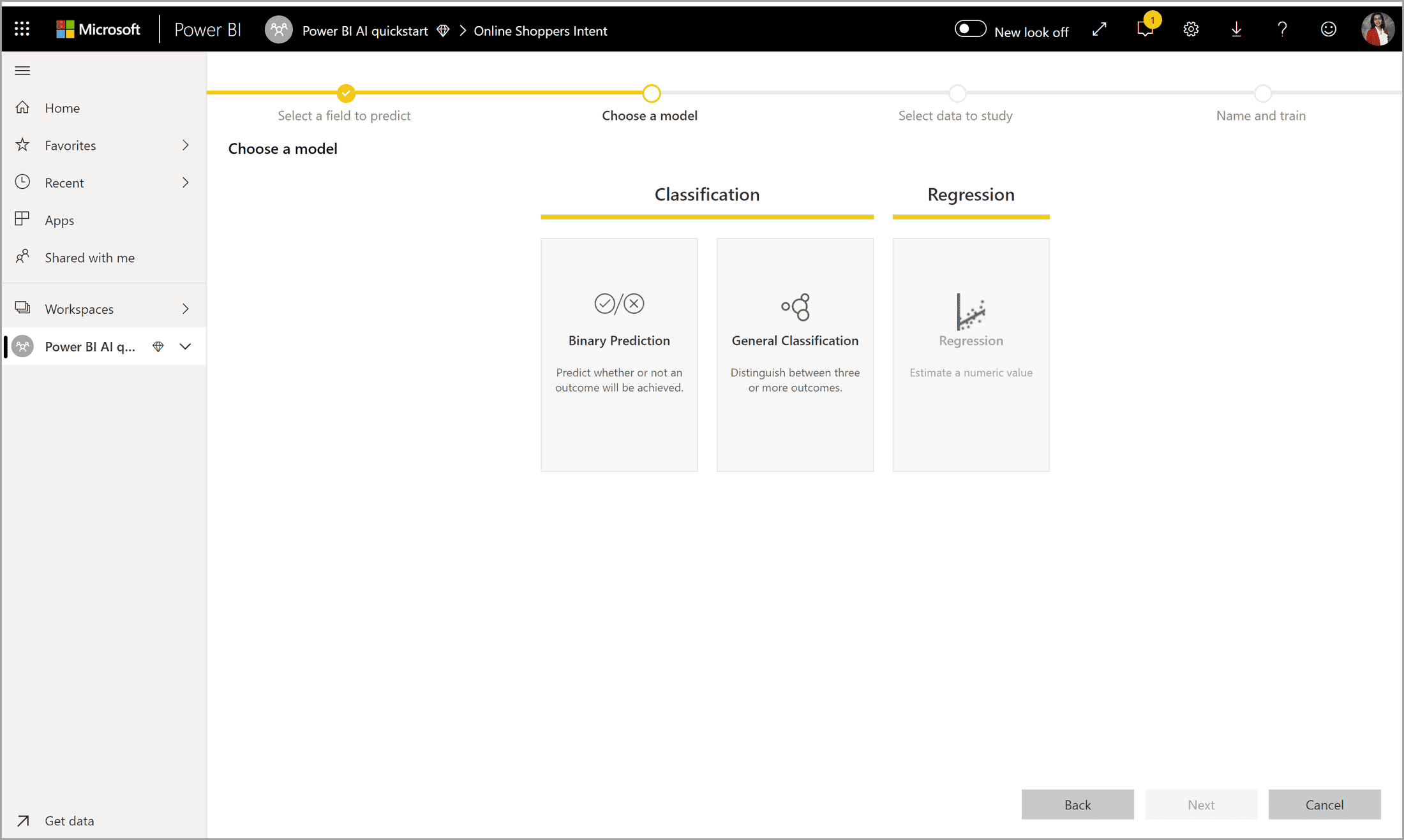 automated machine learning power bi