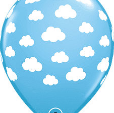 Clouds Printed Pale Blue Latex Balloons, 11"