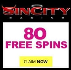 SinCity Casino | 80 free spins + 325% bonus + €£$ 525 gratis