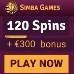 SIMBA GAMES | 10 gratis spins + 120 free spins + €300 casino bonus