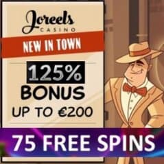 JoReels Casino 125% bonus and 75 gratis spins - Mobile & Live