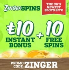 Zinger Spins - 10 free spins and £10 bonus - Online & Mobile Casino