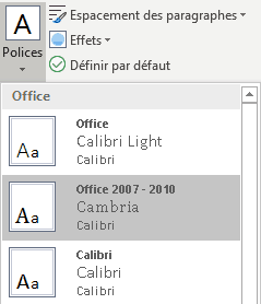 Jeux de polices de Word