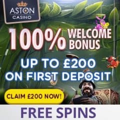 Aston Casino [review] sign up for: 100% bonus and 200 free spins