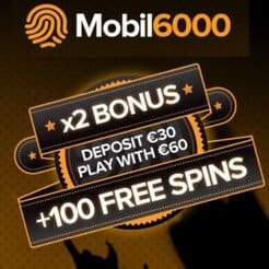 Mobil6000 Casino - 100% bonus and 100 free spins on mobile games