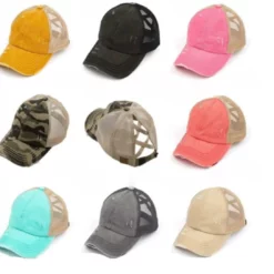 Alternative view of Custom Ponytail hat with a patch designed by you. Acrylic or Leather options available. Bulk orders welcome!