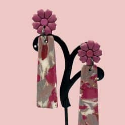 Pink Marble Polymer Clay Earrings