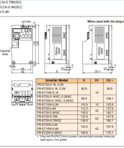 kích thước biến tần FR-E720S-0.2K