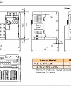 kích thước biến tần FR-E740-7.5K
