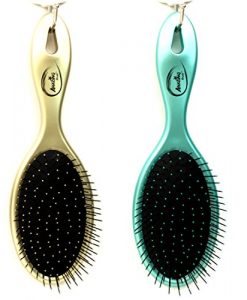Beauticom (2 Pieces Combo Metallic Gold & Metallic Teal) Amazing Detangling Wet & Dry Hair Brush Flexible Bristles