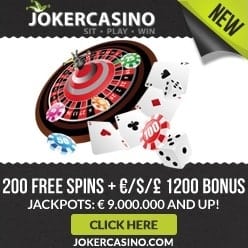 JOKER CASINO - 210 free spins and $/£/€ 1,200 exclusive bonus