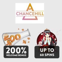 Chance Hill Casino 60 free spins and 200% up to €100 free bonus