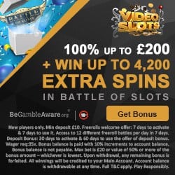 Videoslots Casino | 100% welcome bonus + 4200 extra spins | Review