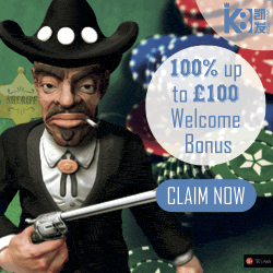 K8 Casino - 100% match bonus up to £100 - UK players welcome!