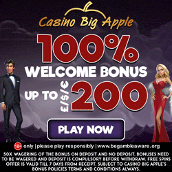 Casino Big Apple 45 free spins bonus + 100% up to $/£/€200 extra money