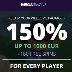 Megawins Casino 150% up to 1000€ or 1 BTC bonus + 180 free spins