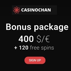 CasinoChan Casino 120 free spins + 100% bonus + $400 gratis