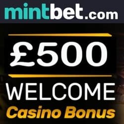 Mintbet Casino 100% bonus up to £/€500 + free spins + free bets