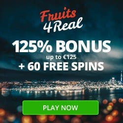 Fruits4Real Casino 60 free spins and 125% first deposit bonus