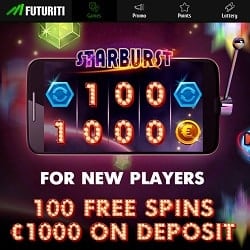 FUTURITI Casino welcome bonus: 100 free spins or €1000 free money?