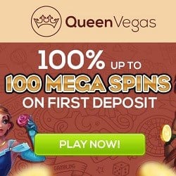 Queen Vegas Casino 100% bonus + 100 Mega Free Spins