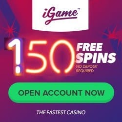 iGame Casino 150 free spins no deposit + 200% welcome bonus