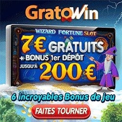 GratoWin Casino 7€ gratis or 70 free spins no deposit bonus