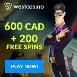 West Casino 200 free spins and €600 welcome bonus