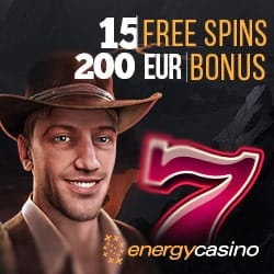 Energy Casino 15 gratis spins + 150% up to €400 bonus + 55 free spins