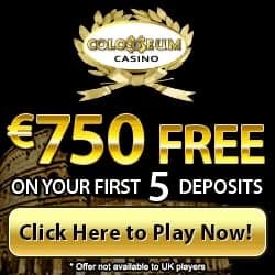 Colosseum Casino 200 free spins + $/€750 in free bonus chips