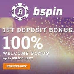 Bspin Casino 20 free spins + 100% up to 1 BTC welcome bonus