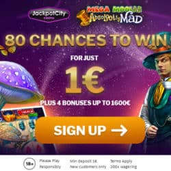 JackpotCity $1 deposit 80 free spins