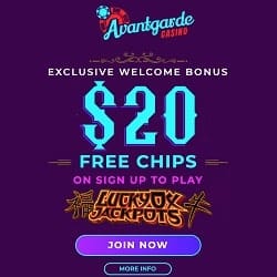 Avantgarde Casino banner $20 free chip