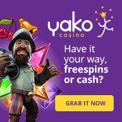 Yako Casino 100 free spins and 200% up to €700 free bonus