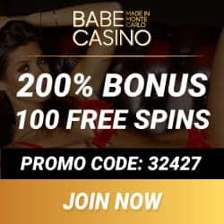 Babe Casino 100 free spins + €2000 high roller bonus (promo code)